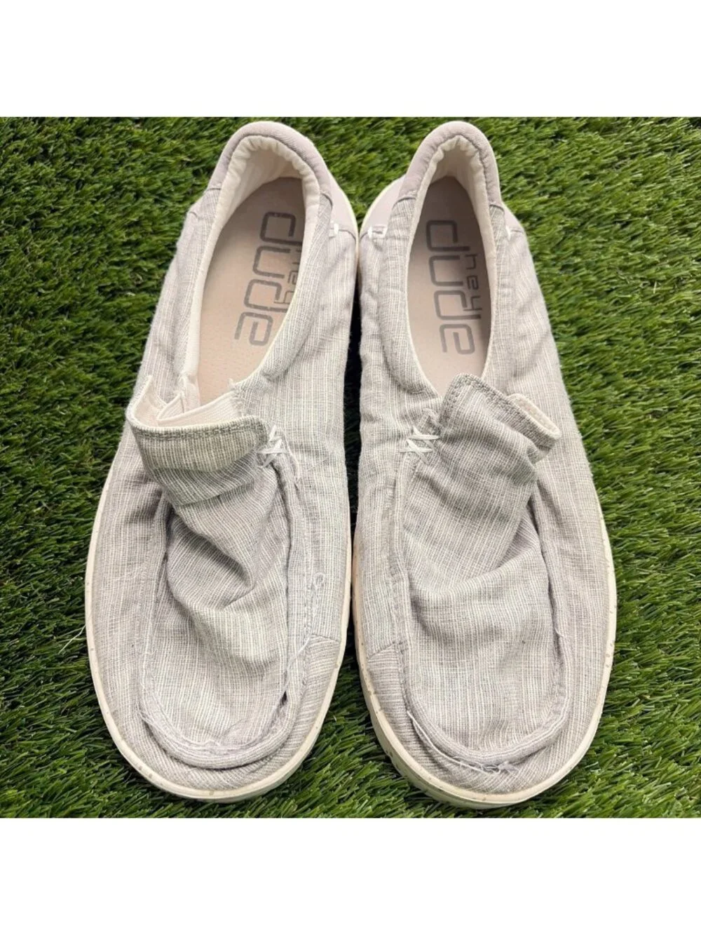 Hey Dude Mikka Mens Size 12 Chambray Gray Athletic Casual Walking Slip On Shoes